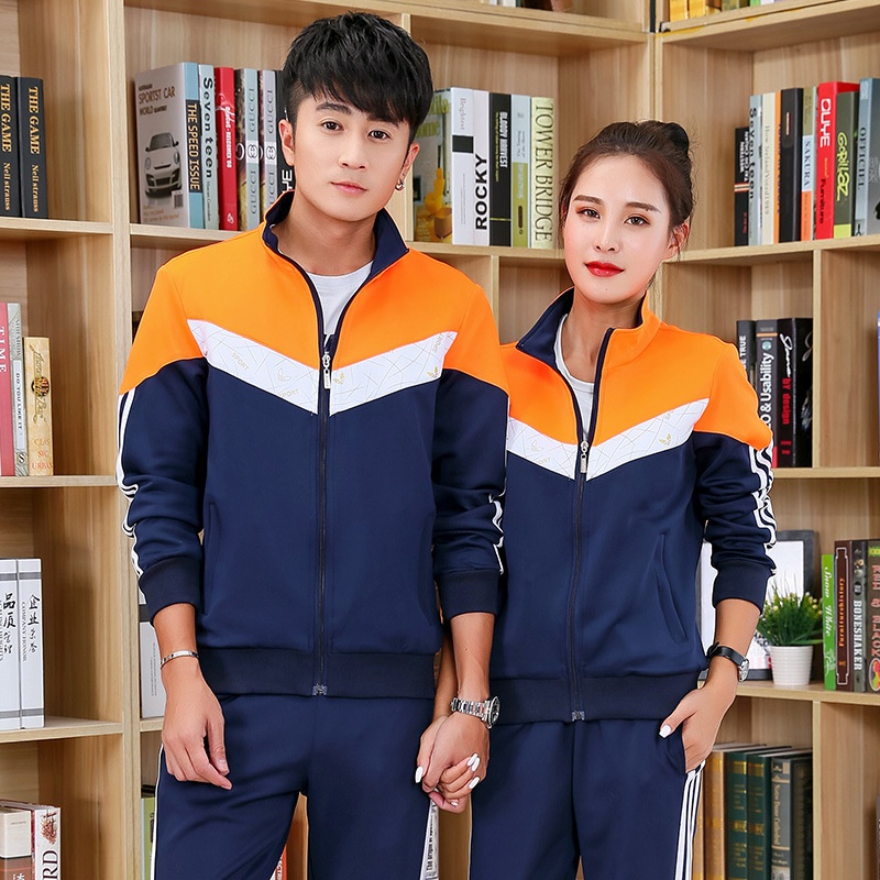 新款中学生校服套装初中高中生班服长袖长裤男女情侣装运动服批发