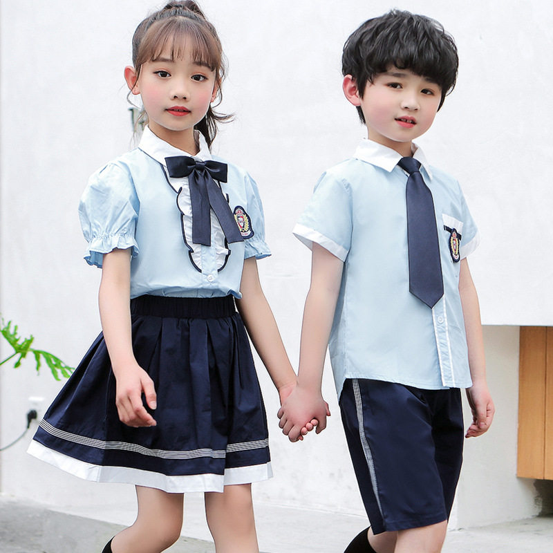 幼儿园园服夏装短袖套装小学生校服英伦风儿童班服六一舞蹈表演服