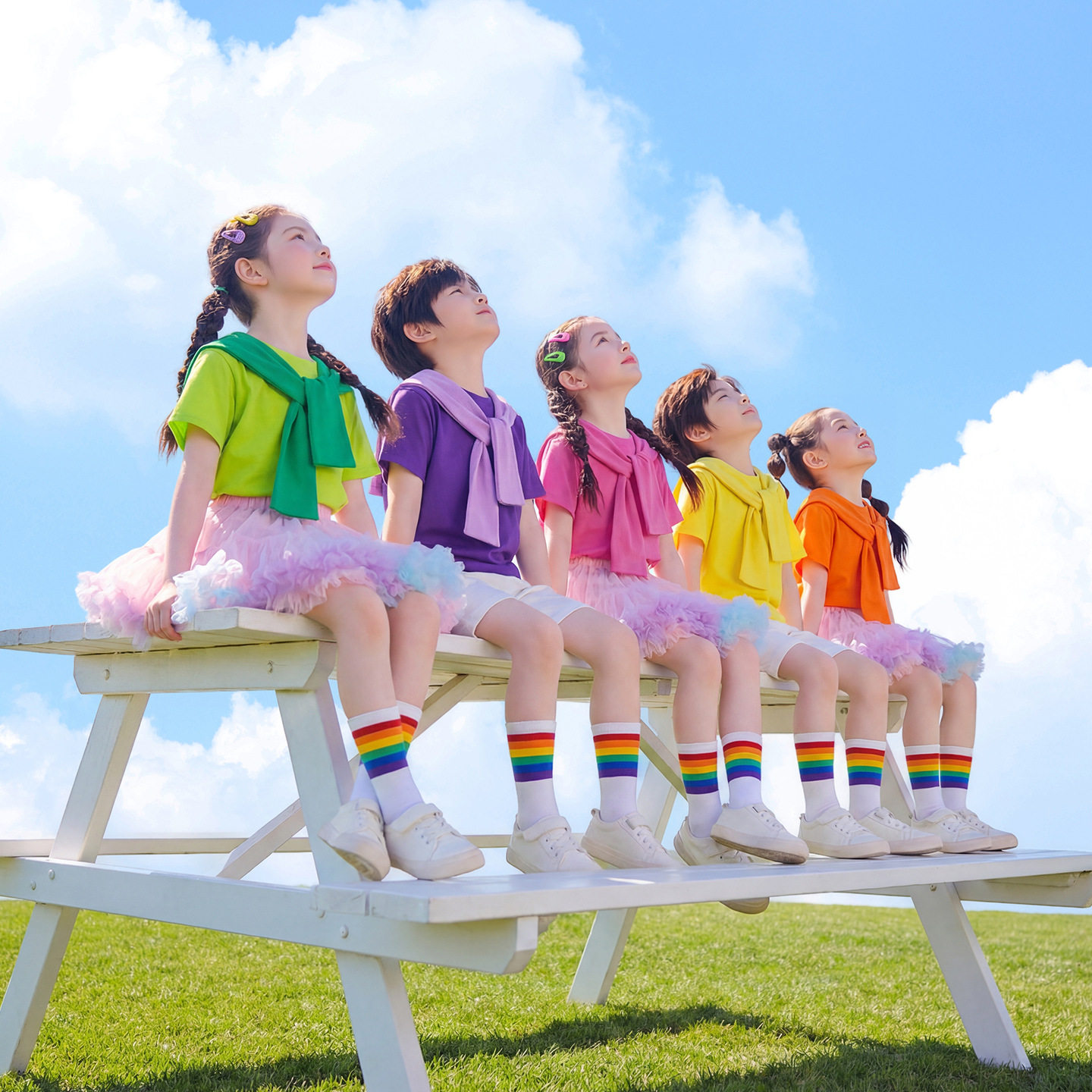 合唱服装六一儿童节啦啦队表演服小学生运动会开幕式班服短袖街舞