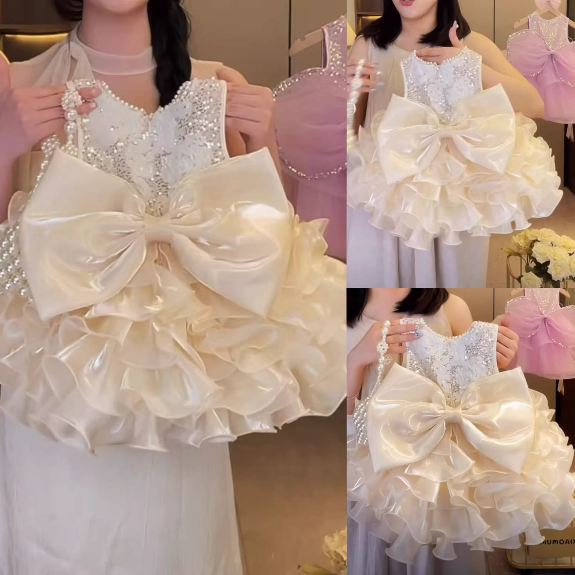 儿童夏季连衣裙2026女宝宝周岁礼服蓬蓬裙背心裙表演服公主裙女童