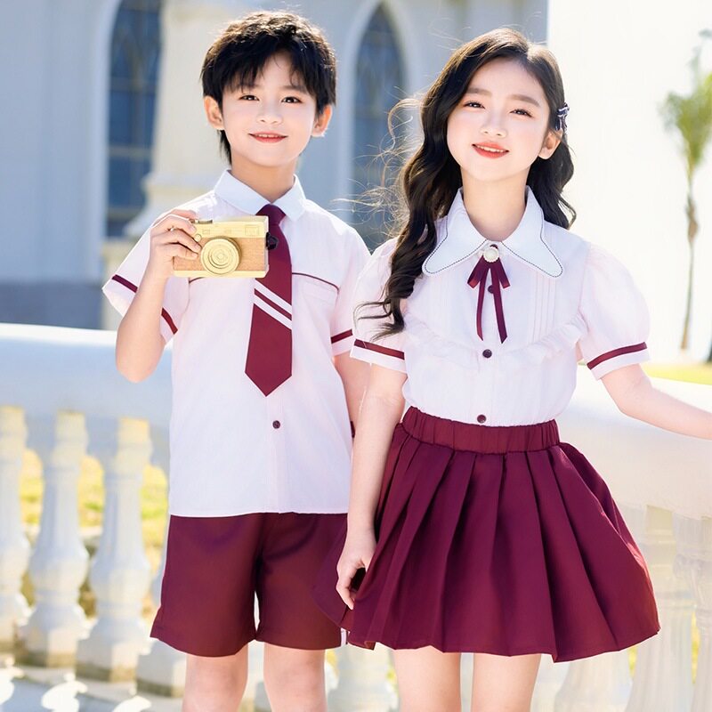 幼儿园园服夏季英伦学院风班服短袖套装毕业演出服校服61表演服