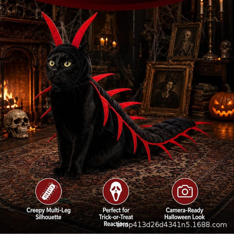 跨境新款Centipede Cat Costume趣味万圣节宠物装扮蜈蚣猫咪服装