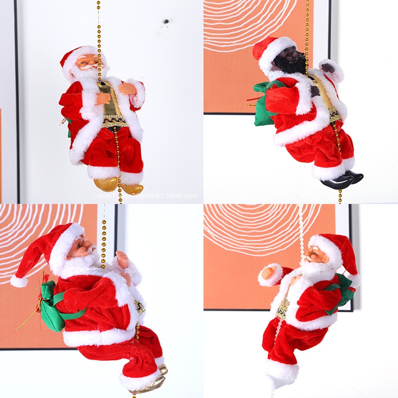 爬珠电动圣诞老人音乐电动玩偶爬绳圣诞节礼物礼品圣诞节装饰品