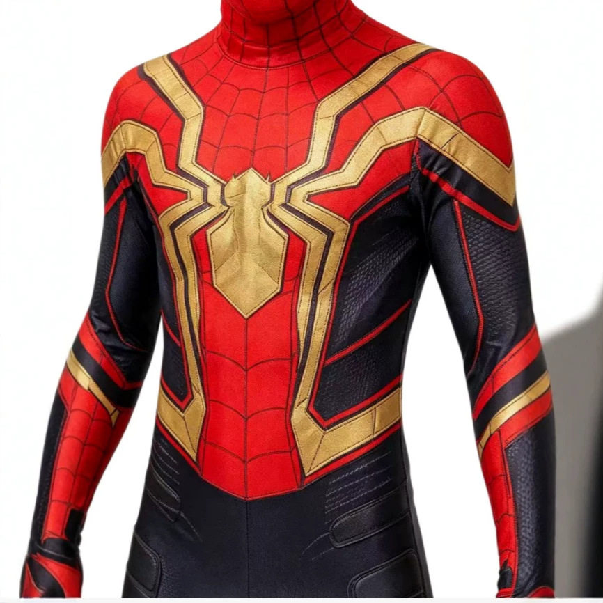 红金战衣蜘蛛侠cos服金色无归儿童连体紧身衣万圣节角色扮演服装