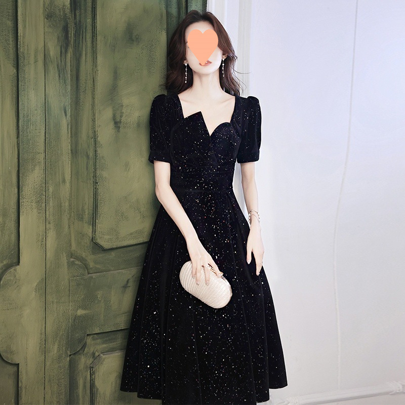 晚礼服女2025新款轻奢小众高端法式高级感主持赫本短款年会黑色