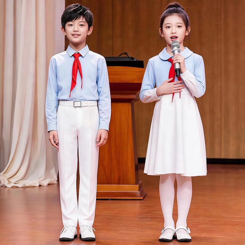 十一儿童演出服红领巾小学生升旗手红色爱国诗歌朗诵大合唱表演服