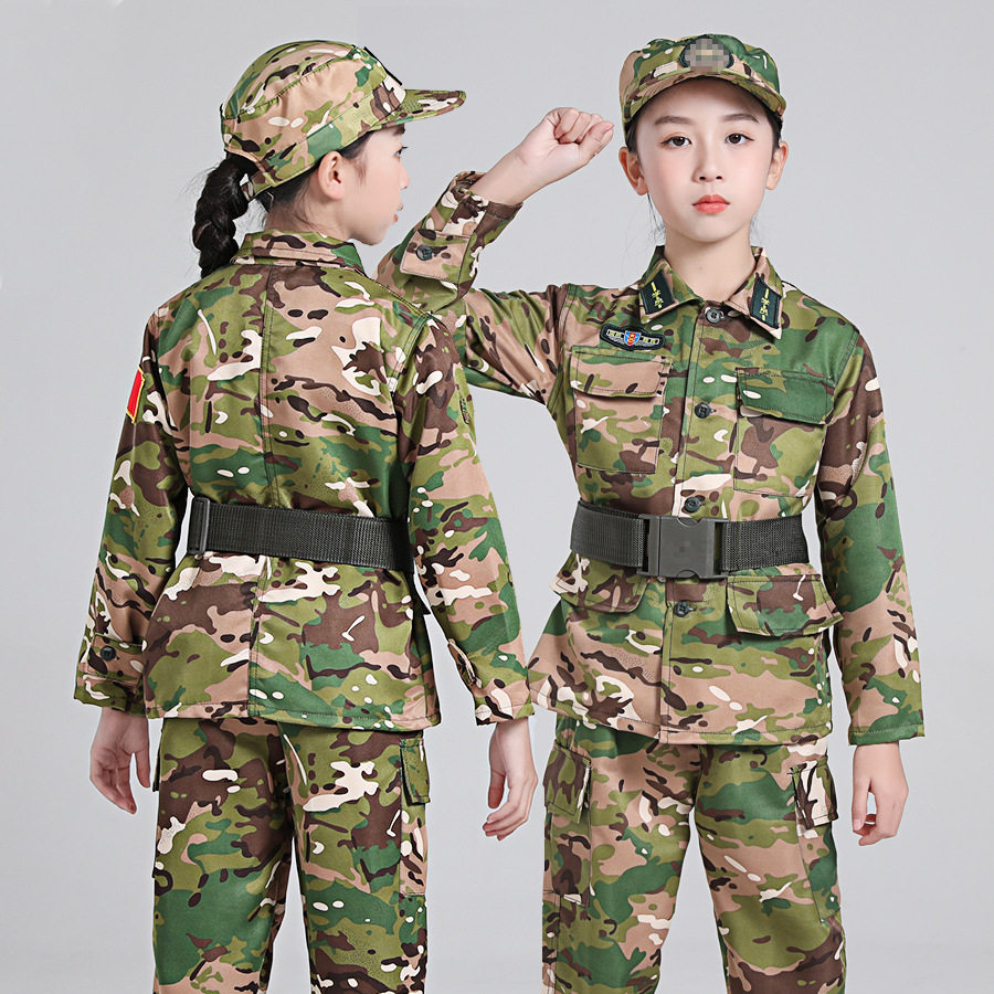 儿童迷彩服套装六一演出服节日表演服军训户外拓展训练服军迷虎斑