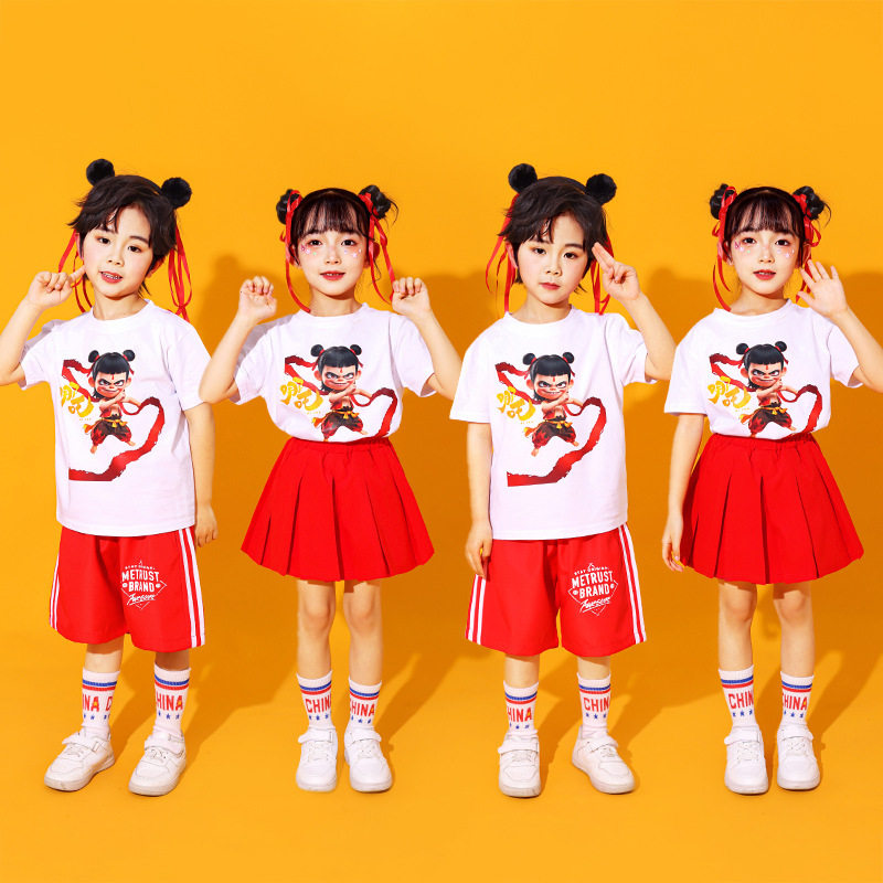 哪吒魔童降世服装儿童啦啦队演出服小学生运动会幼儿园班服表演服