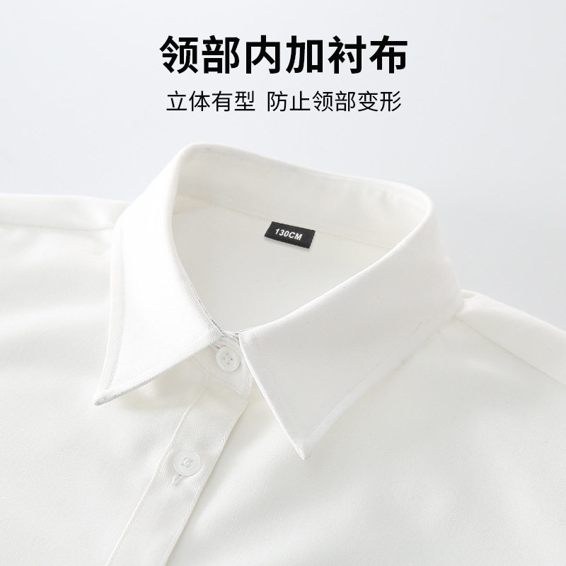 儿童短袖白色衬衫男童夏季短袖白衬衣女童表演演出服学生校服衬衫