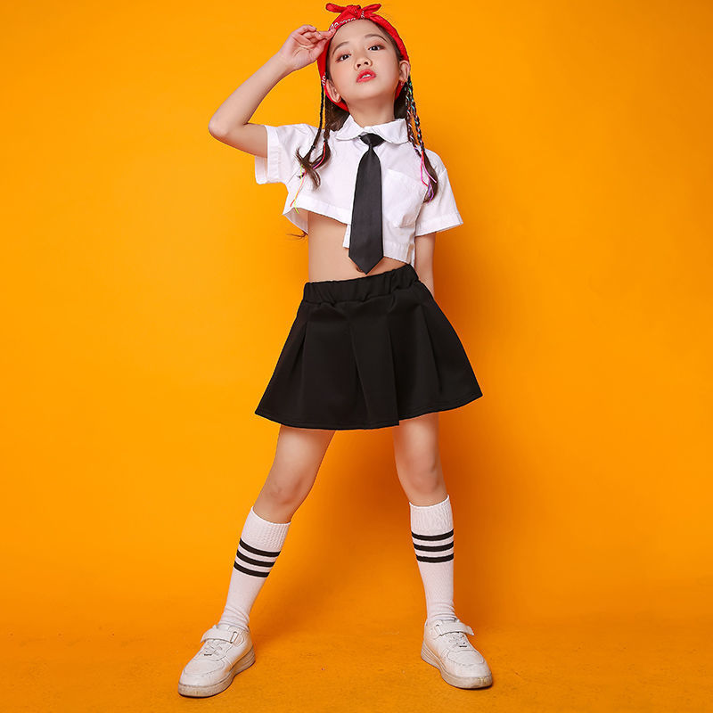 六一儿童节爵士舞演出服女童走秀露脐装街舞表演服装幼儿园舞蹈服