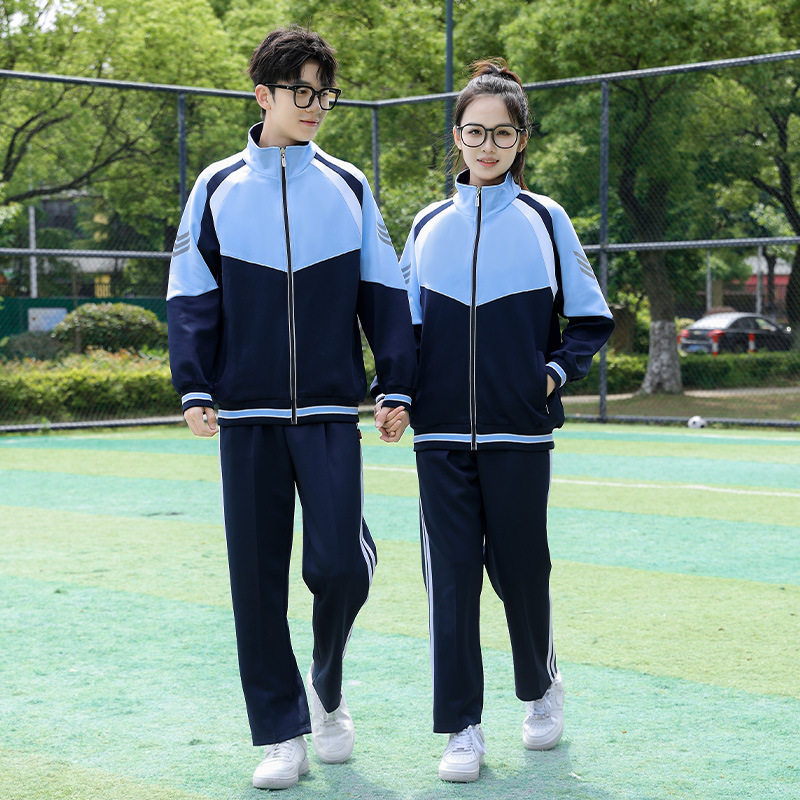 夏季套装初中班服学院风宽松短袖Polo衫高中小学生毕业校服三件套