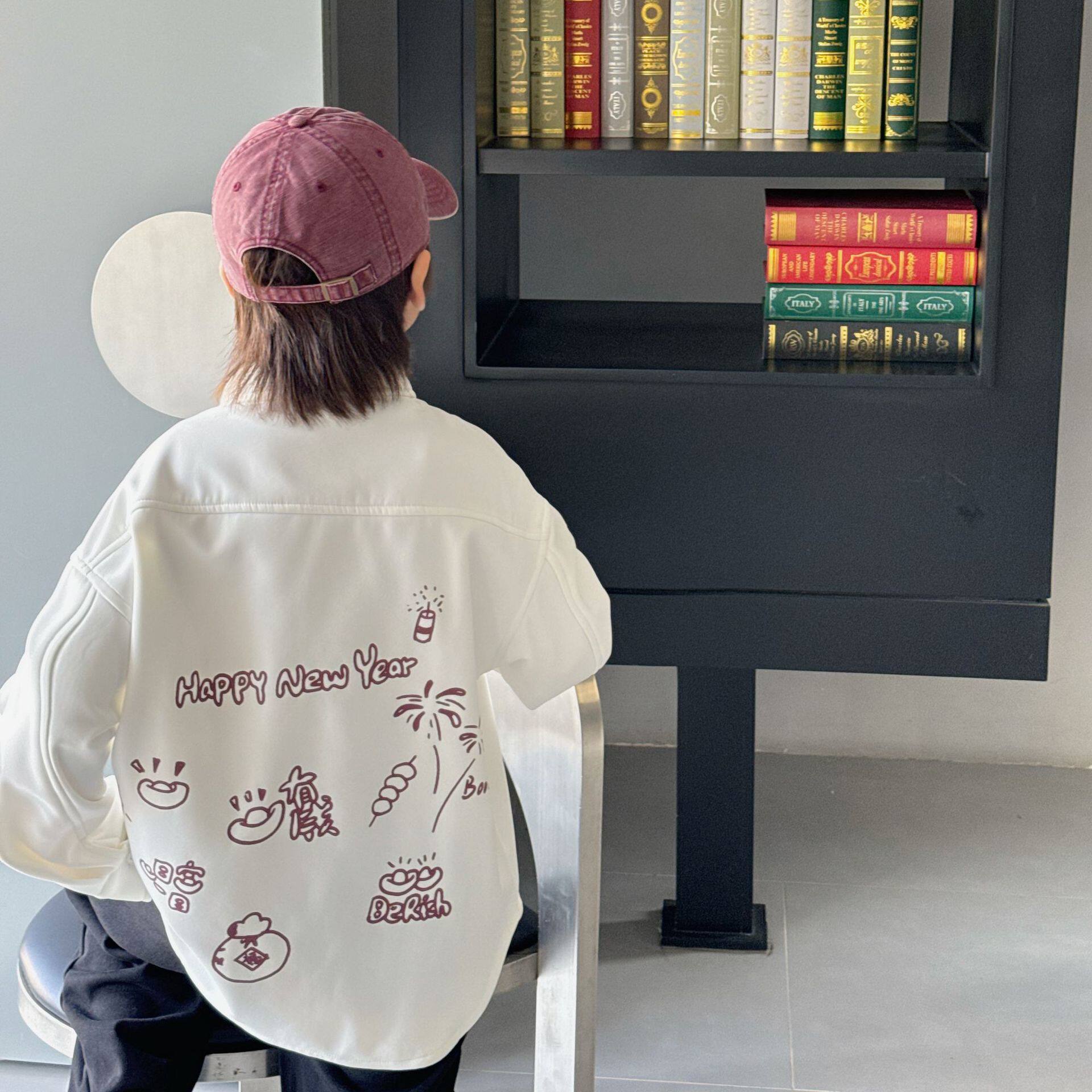 男童装领带过年新衣绅士气质年服表演服儿童白色加绒衬衫翻领主持