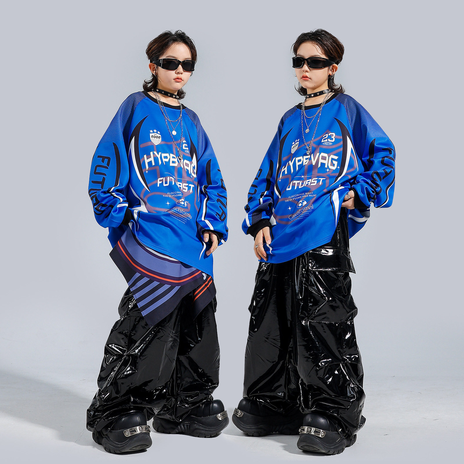 街舞儿童潮服宽松演出服男童酷帅舞蹈套装hiphop女童架子鼓表演服