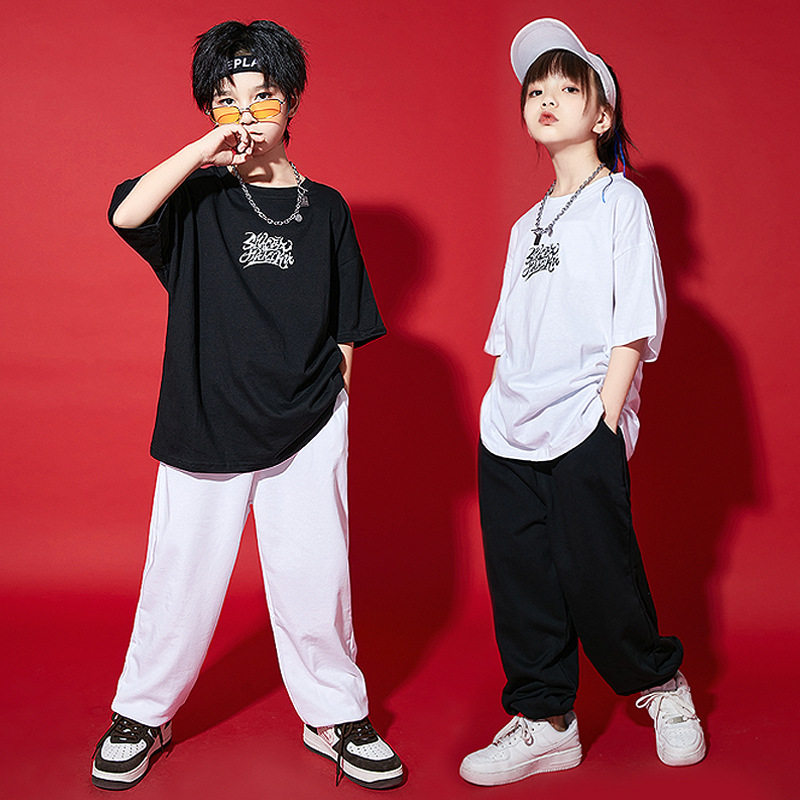 街舞儿童潮服男童嘻哈套装潮酷hiphop童装潮牌表演爵士舞服装女童