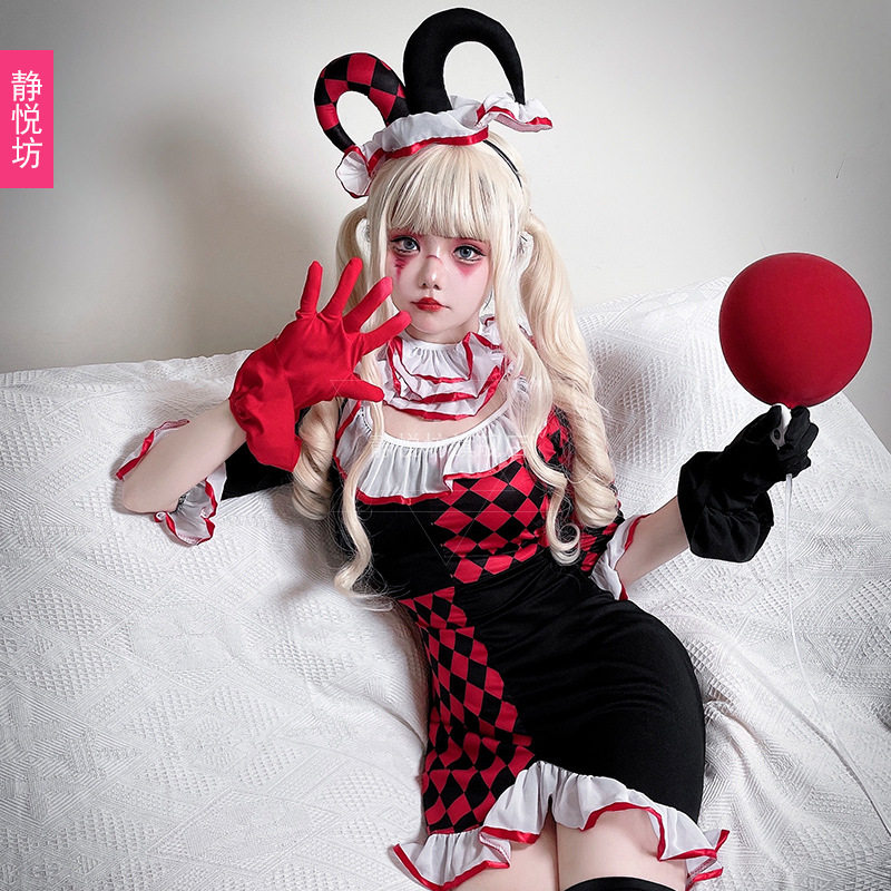 万圣节成人小丑套装马戏团扑克cos服装化装舞会舞台派对服夜店DS