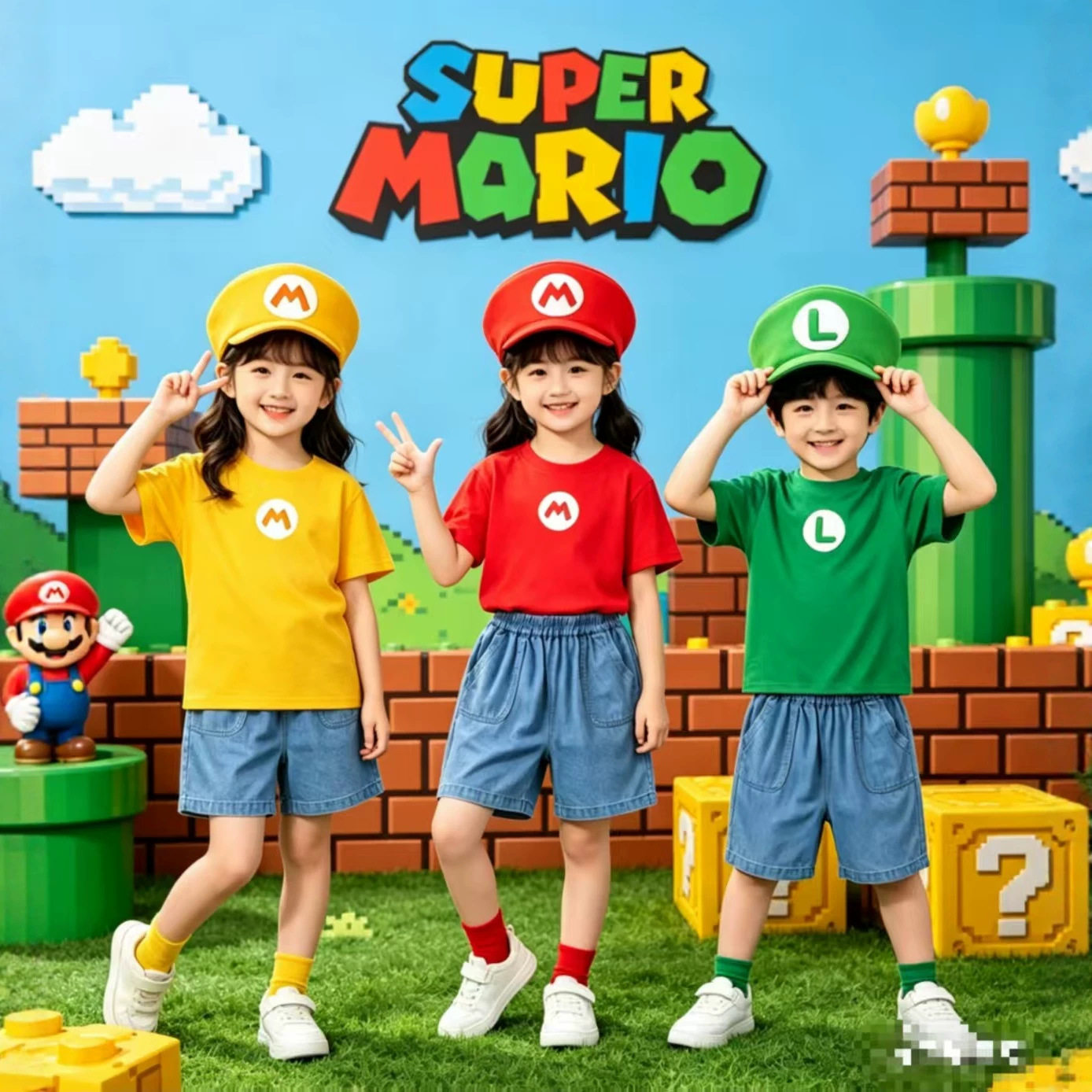 马里奥卡通表演服超级玛丽衣服演出服幼儿园儿童小学节目道具服装