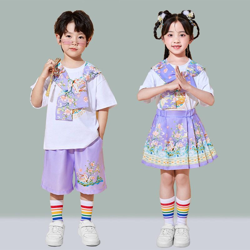 六一儿童啦啦队表演服小学生校运会表演班服幼儿园团体合唱中国风