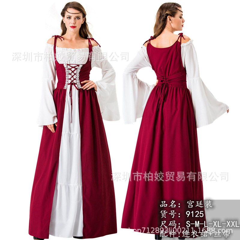 万圣节复古宫廷公主女王服装中世纪爱尔兰话剧舞台剧演出服批发