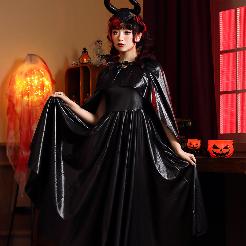 万圣节服装 欧美电影角色玛琳菲森沉睡黑魔后cosplay扮演牛角衣服