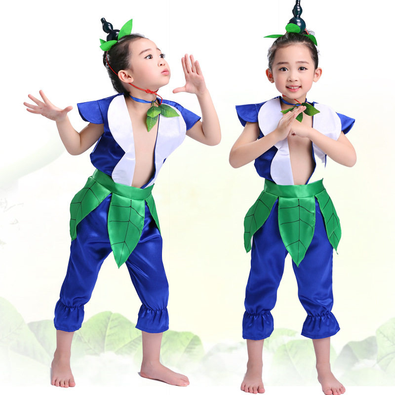 儿童葫芦娃演出服七兄弟卡通男童幼儿园环保衣服成人舞台表演服装