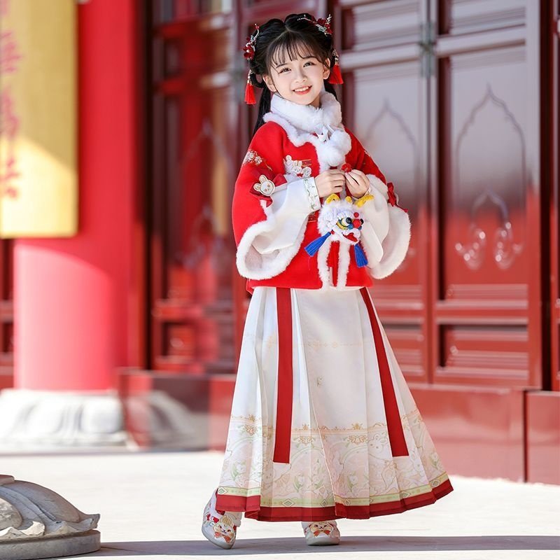 汉服女童兔绒绒新款拜年服儿童马面裙新年过年喜庆衣服冬季,童装/婴儿装/亲子装,汉服,淘宝优惠券,粉丝福利购,淘宝优惠卷