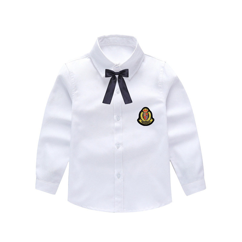 儿童长袖白色衬衫女童春秋衬衫白衬衣中小童表演服小学生纯白校服