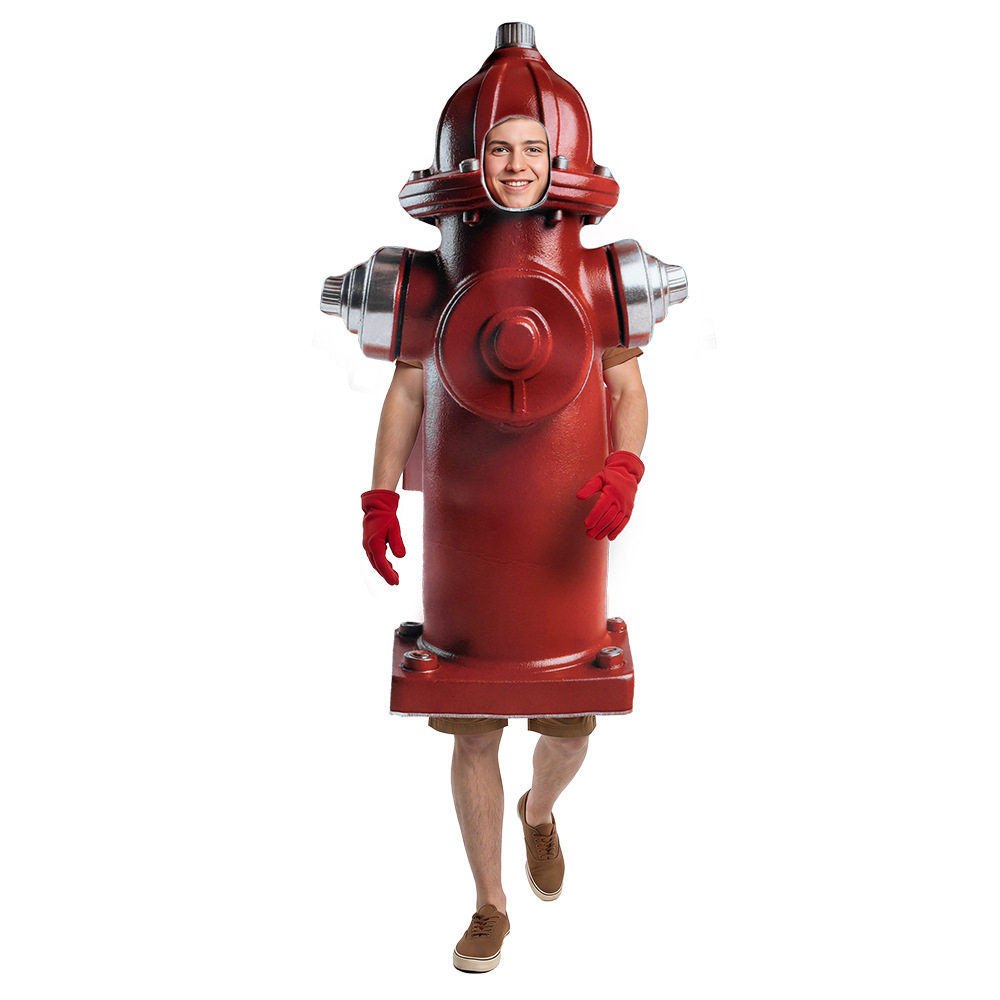 新款万圣节狂欢派对立体消防栓搞怪亲子装消防栓造型cosplay服装