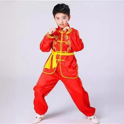 儿童武术表演服小学生长短袖练功服中国风男女童太极演出训练服装