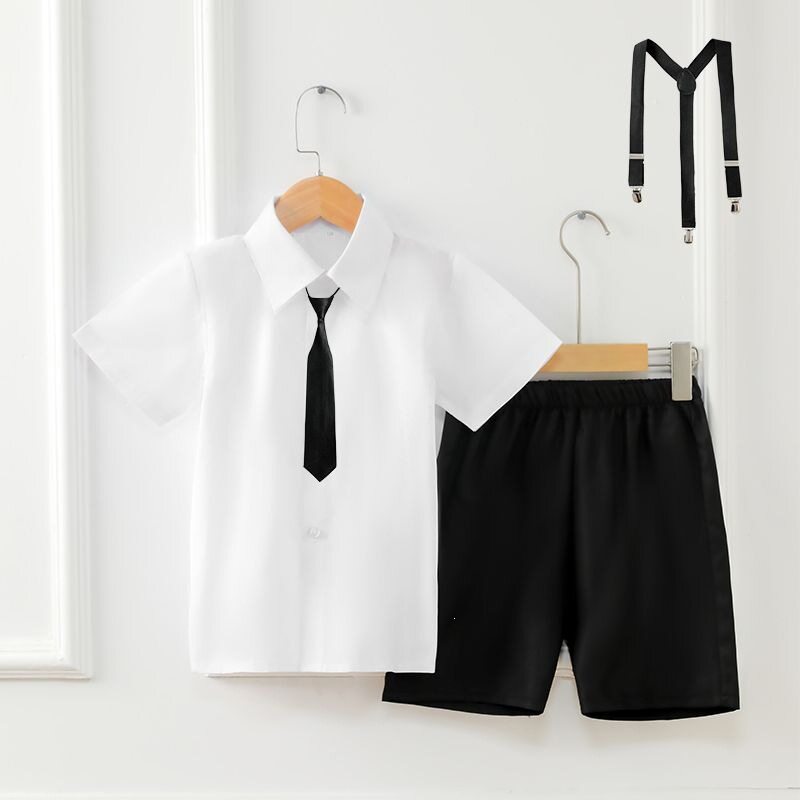 儿童衬衫演出服男女童背带裤中小学生幼儿园合唱主持朗诵表演服装