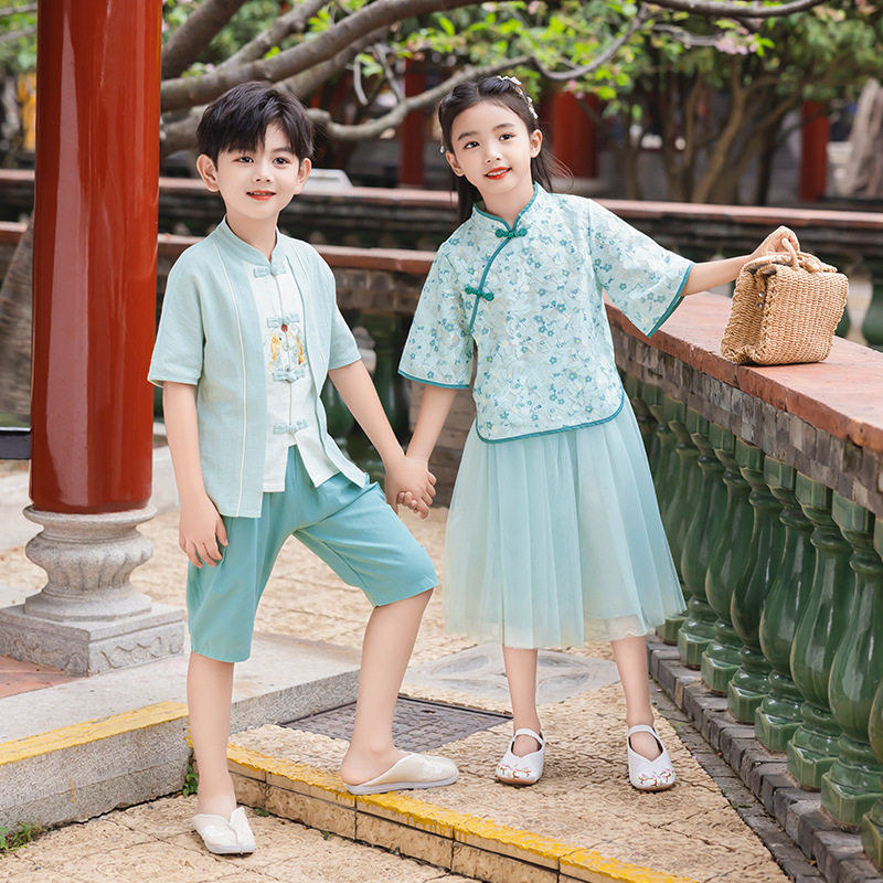 六一儿童演出服汉服国学服小学生班服民族风幼儿园合唱表演服套装