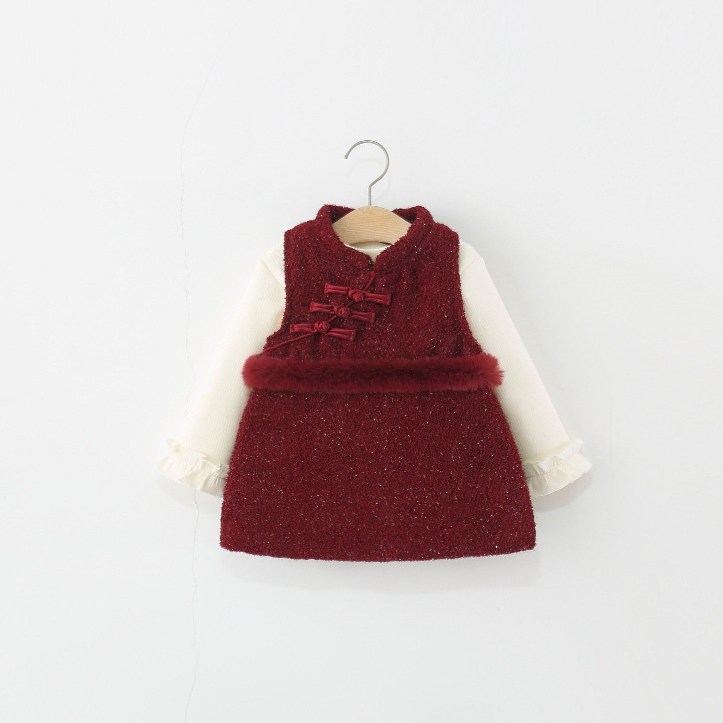 童装女童裙套装冬季加绒儿童女宝宝复古国风两件套过年衣服新年装,童装/婴儿装/亲子装,儿童运动套装,淘宝优惠券,粉丝福利购,淘宝优惠卷