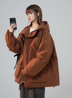 90绒白鸭绒羽绒服女冬季胖mm宽松200斤bf显瘦特大码轻薄保暖外套