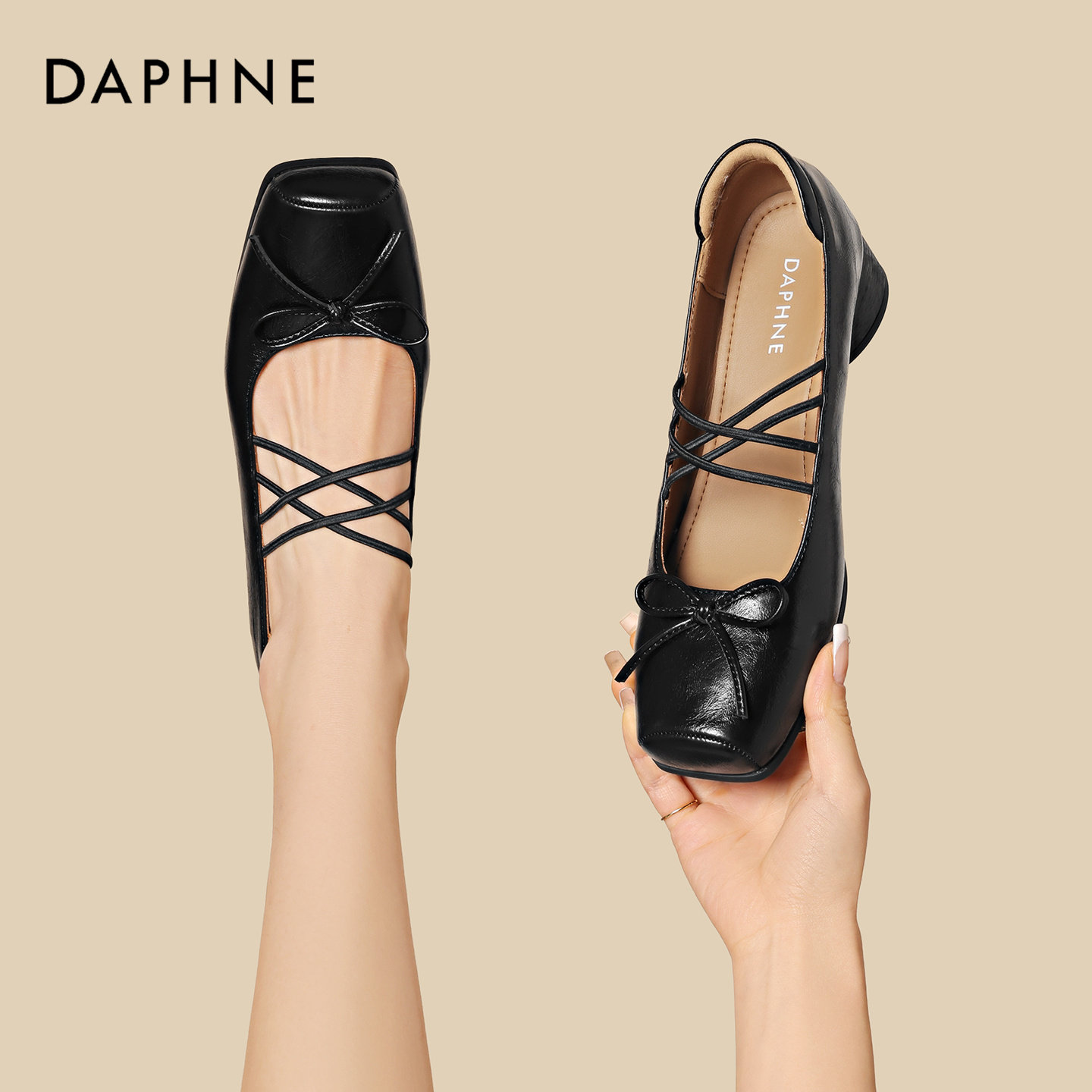 达芙妮法式绝美玛丽珍单鞋女粗跟绝美不累脚高跟芭蕾鞋复古蝴蝶结,女鞋,玛丽珍鞋,淘宝优惠券,粉丝福利购,淘宝优惠卷