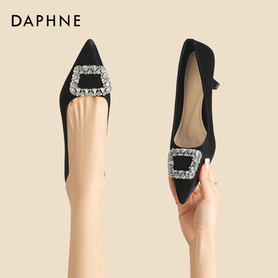 达芙妮法式气质一脚蹬浅口高跟鞋