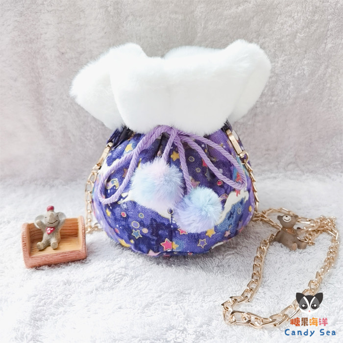 蜜袋鼯蜜袋鼬星空独角兽樱花束口袋外出包可斜挎外出袋小蜜外带包