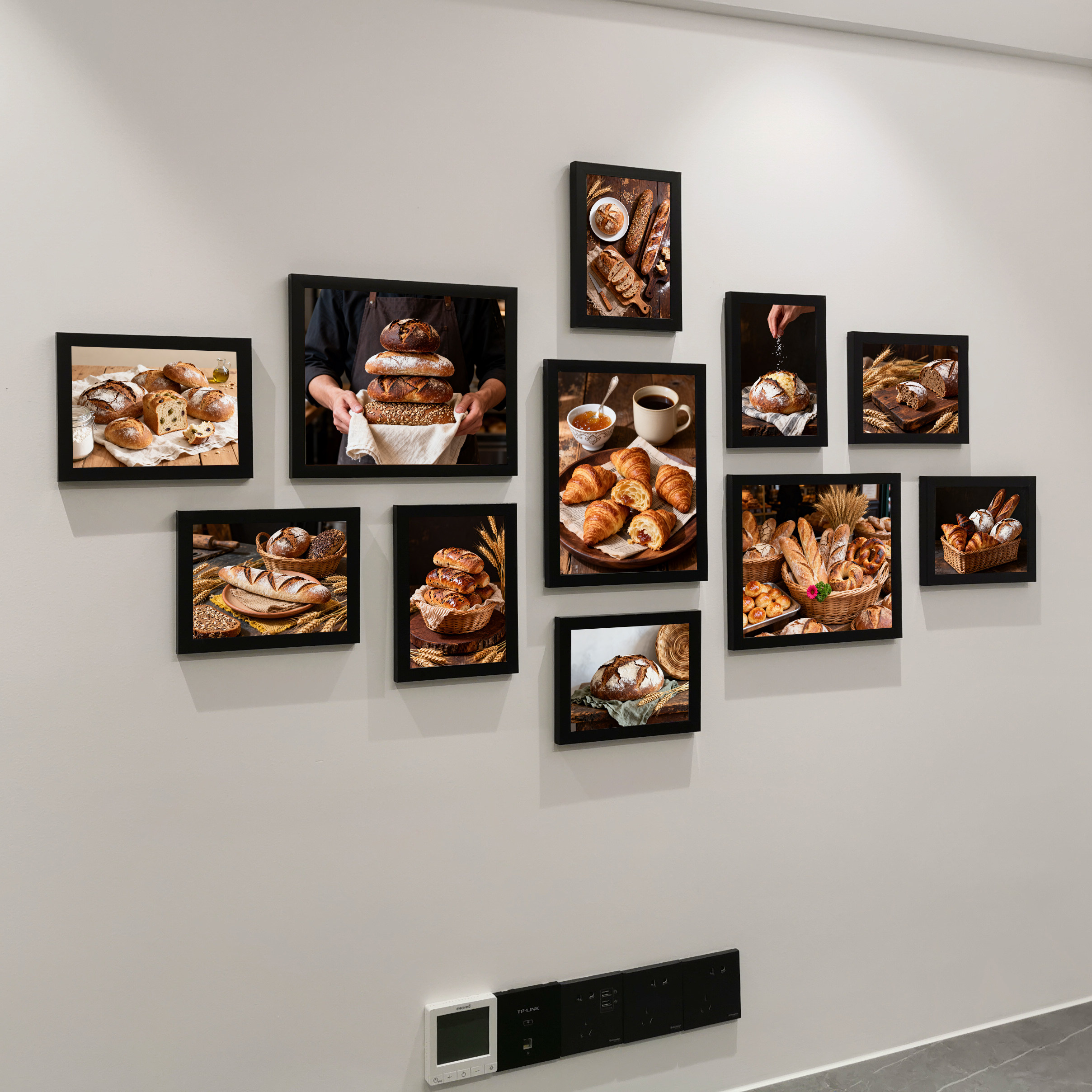 黑框面包烘焙照片墙治愈系美食装饰 蛋糕房面包店墙面创意挂画