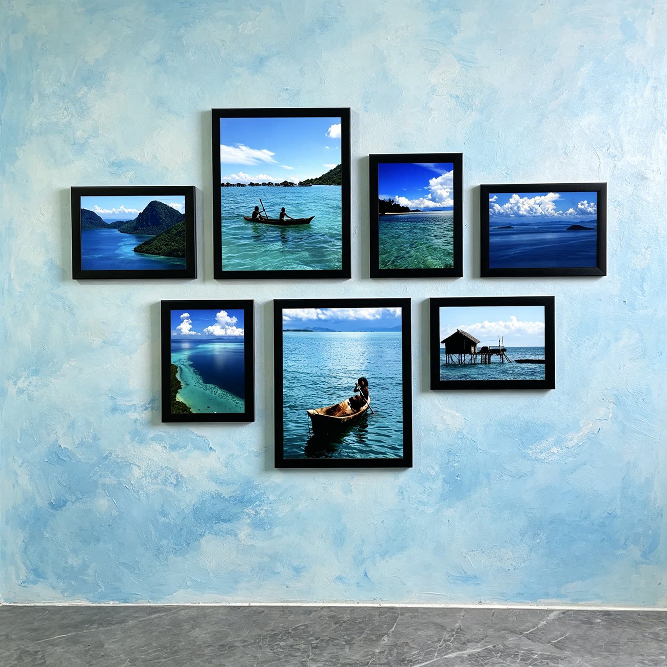 蓝色海洋风景装饰画东南亚海岛