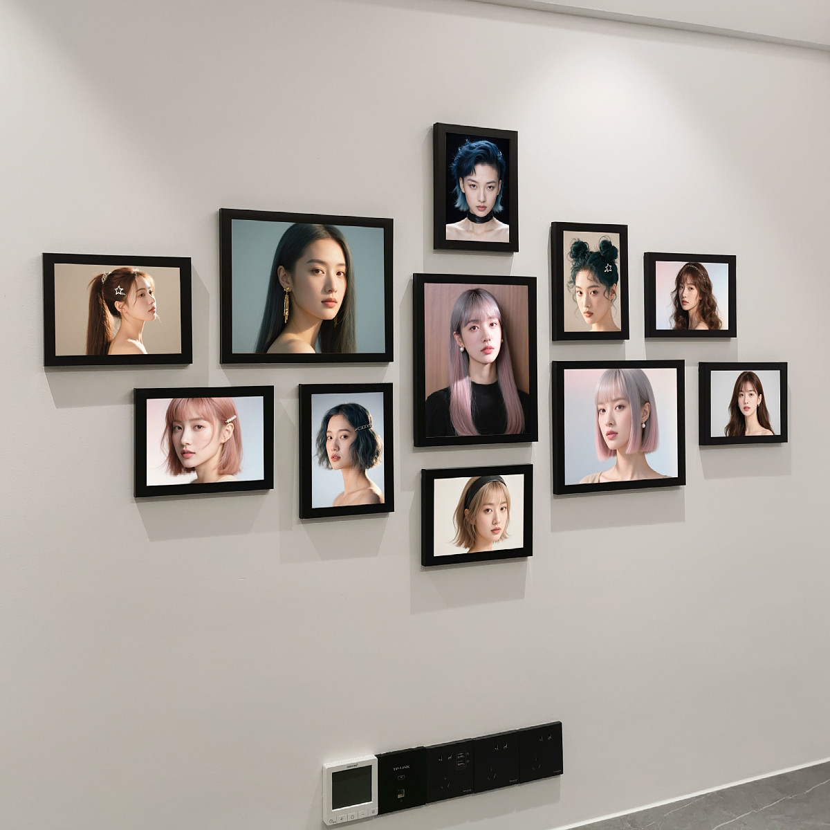 新款理发店墙面装饰画美发照片墙发型发廊背景墙墙画相框装饰DIY