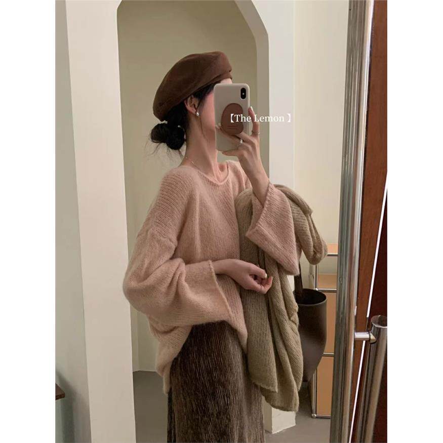 慵懒风软糯马海毛毛衣女