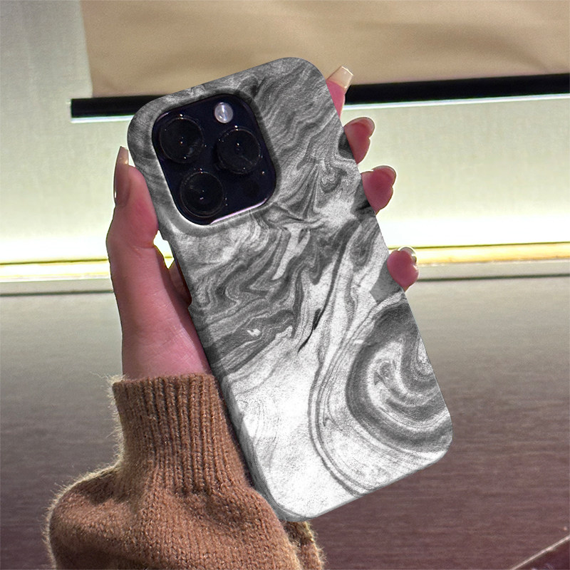 灰色晕染 适用iPhone16ProMax手机壳15Pro半包磨砂菲林硬壳全包边苹果14ProMax个性13时尚12简约11/XR/17PRO