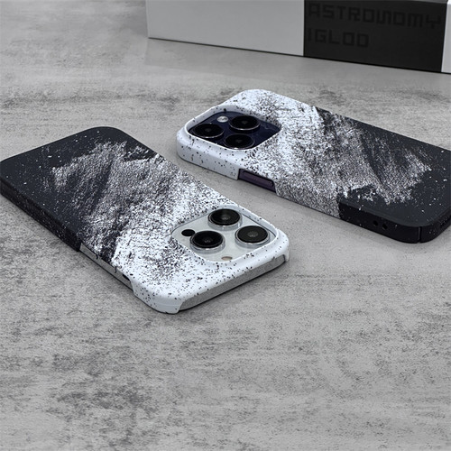 黑白艺术纹理适用iPhone14Pro手机壳半包磨砂菲林硬壳17PRO全包边苹果15ProMax个性13时尚12Pro简约11/XR/16