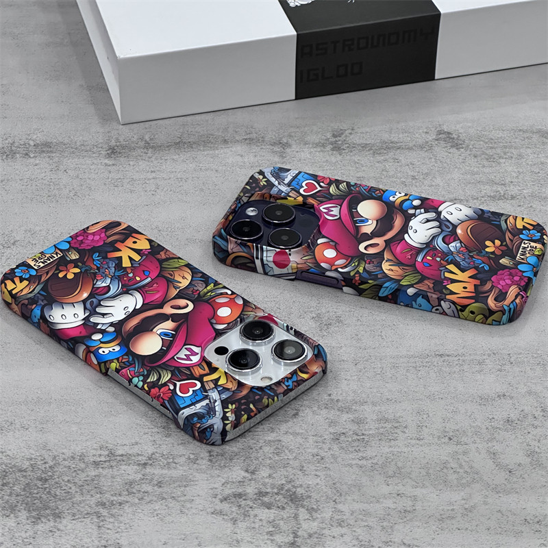 探险马里奥 适用iPhone14Pro手机壳半包磨砂菲林硬壳全包边苹果15ProMax个性13时尚12Pro简约11/XR/XSMAX/16