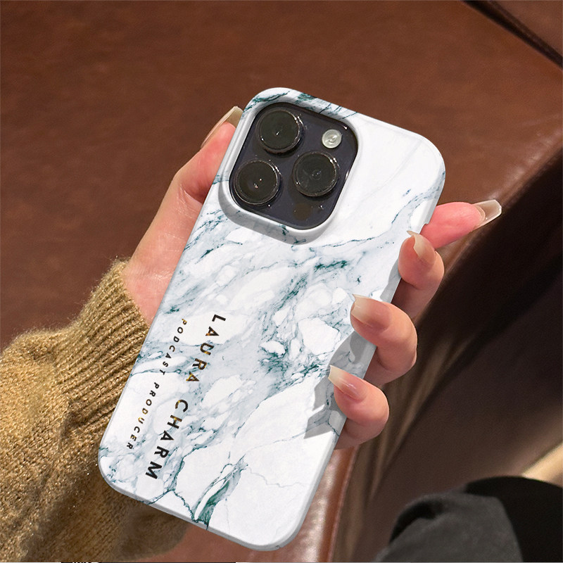白色大理石适用iPhone16ProMax手机壳15Pro半包磨砂菲林硬壳全包边苹果14ProMax个性13时尚12简约11/XR/XSMAX