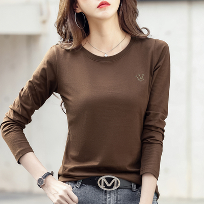 长袖t恤女纯棉宽松打底衫2025新款春秋内搭体恤上衣百搭外穿秋衣