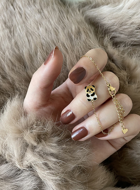 日韩简约风熊猫手链925银