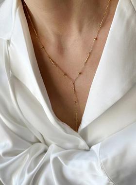 日韩风简约款金色流苏项链