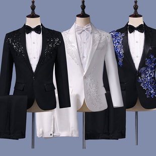 演出服男装成人亮片西服套装合唱团主持人服装舞台礼服西装大码冬