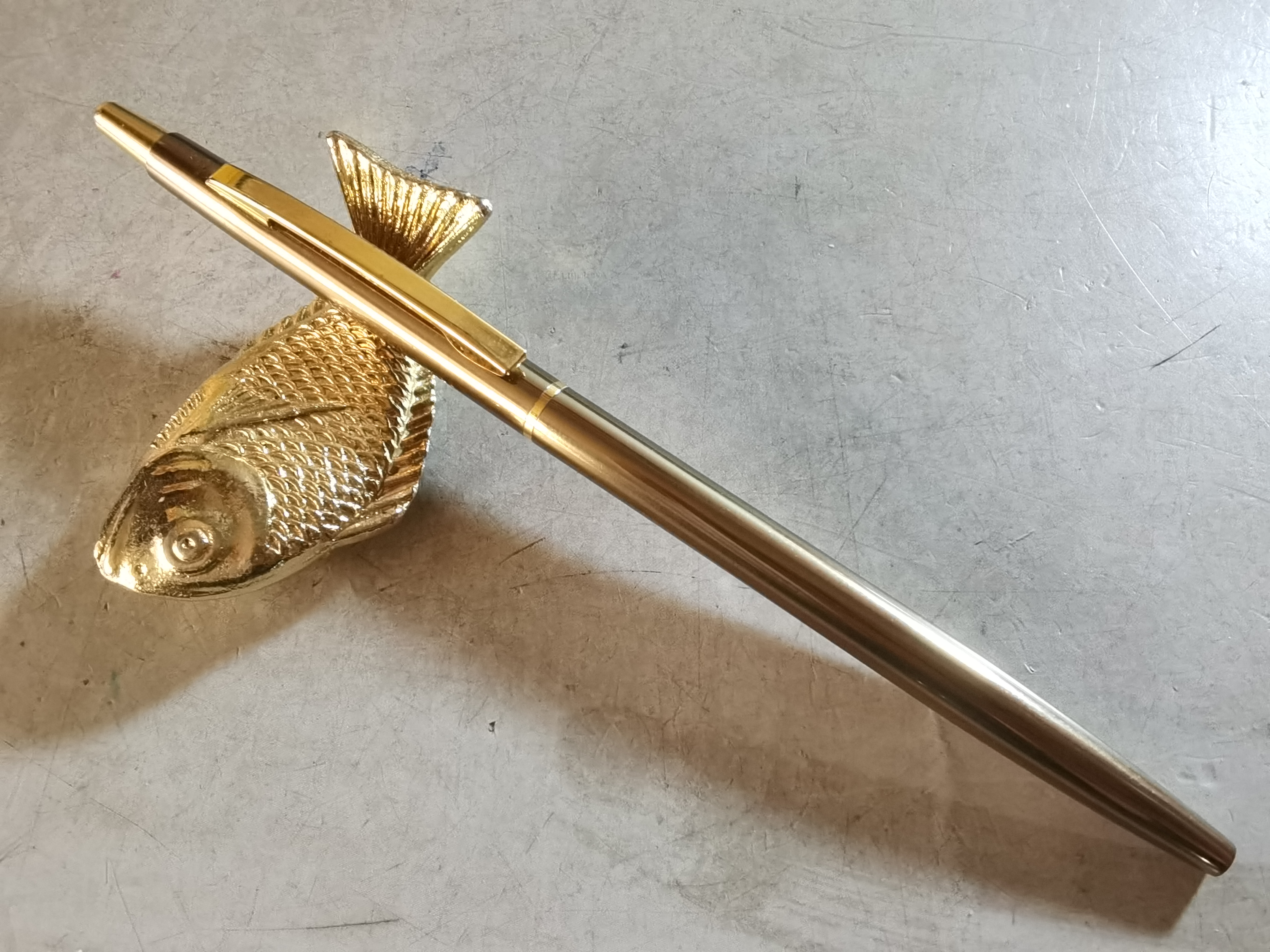 阅古斋日本纯铜女士细杆正品圆珠笔怀旧学生学习老文具练字笔包邮