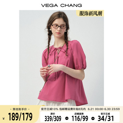 VEGACHANGV领系带泡泡袖小衫