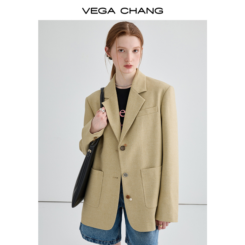 VEGA CHANG小西装女2024年春季新款设计感英伦风外套女士西服上衣